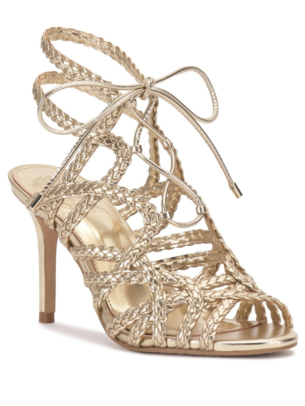 Vince Camuto Womens Shoes Tilly Lace-Up Caged Dr Egyptian Gold Metallic 8.5M